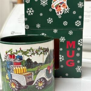 Festive Vintage (1994) Potpourri Designs Mug Featuring Mr. & Mrs. Santa Golfing